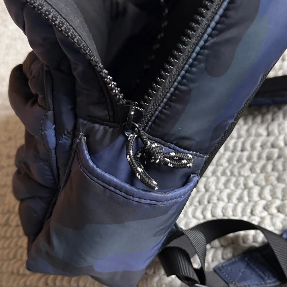 Laundry by Shelli Segal Quilted Backpack – Blue Camo / Puffer Style